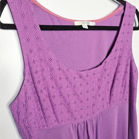 Boden Jersey Dress 12L Long Tall Eyelet Lace Sleeveless Stretch Modal Cotton - Picture 5 of 8